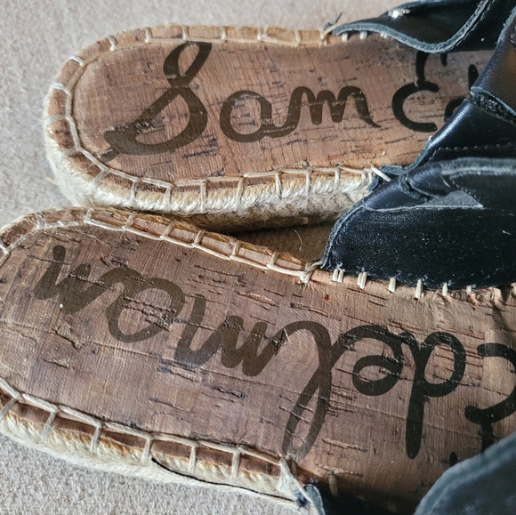 Sam Edelman Black Leather Flat Espadrilles Size 7 - Picture 8 of 8